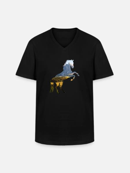 Cheval - T-shirt col V Homme - noir