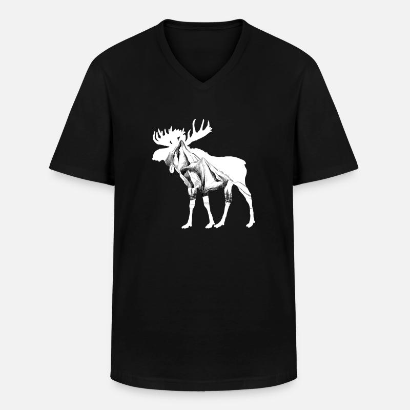 Elch - Männer-T-Shirt mit V-Ausschnitt - Schwarz