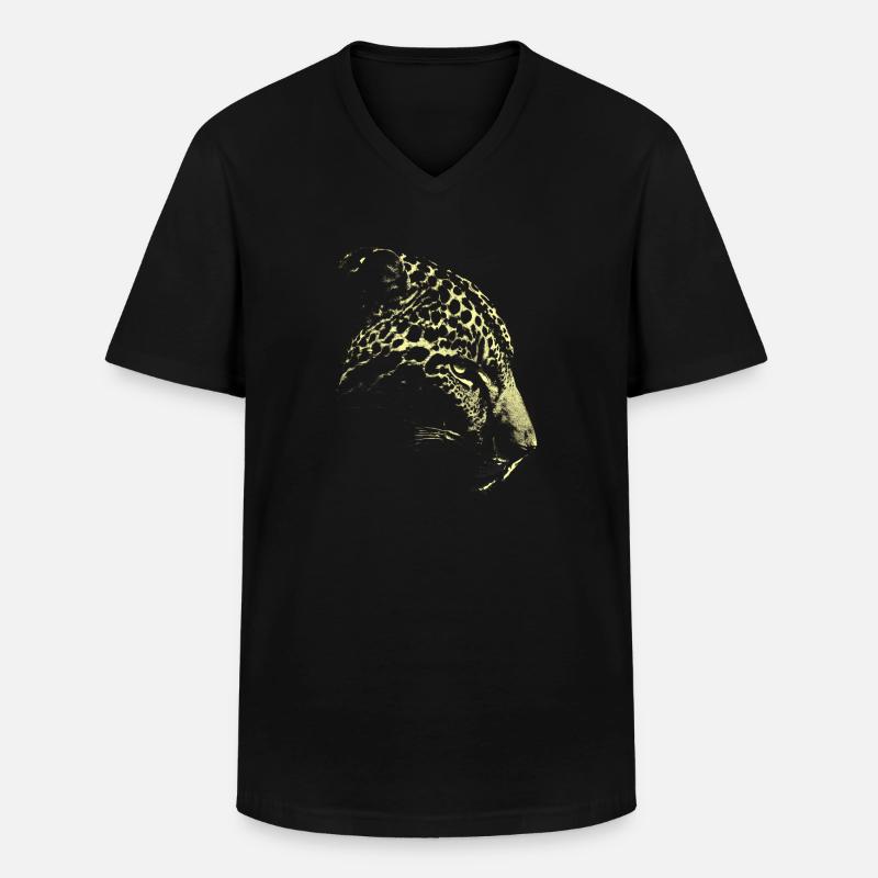 Schneeleopard - Männer-T-Shirt mit V-Ausschnitt - Schwarz