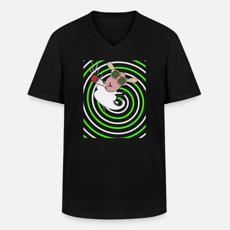 Kiffer Schaf - Männer-T-Shirt mit V-Ausschnitt - Schwarz