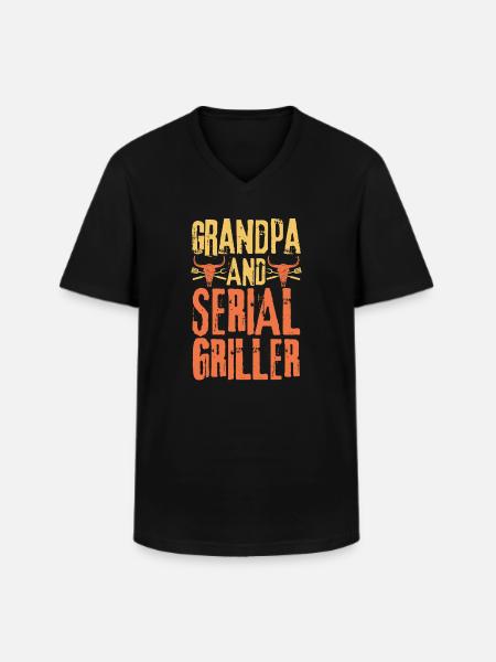 Grandpa and Serial Griller - Men's V-Neck T-Shirt - black