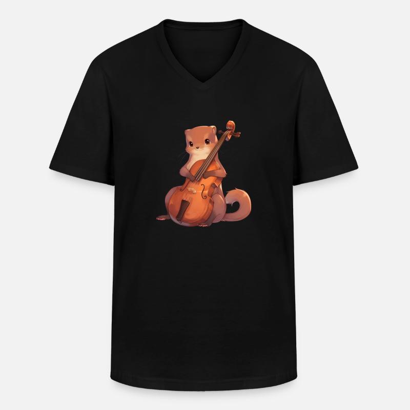 Mungo spielt Cello - Männer-T-Shirt mit V-Ausschnitt - Schwarz