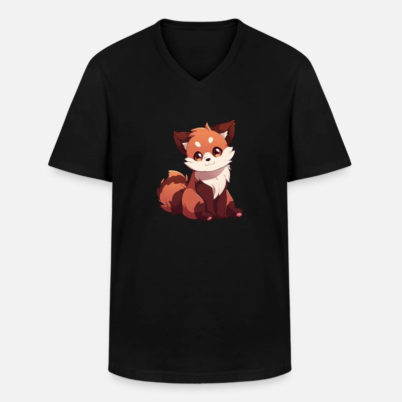 Roter Panda - Männer-T-Shirt mit V-Ausschnitt - Schwarz
