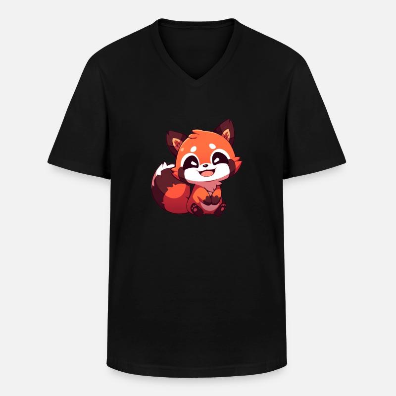 Roter Panda - Männer-T-Shirt mit V-Ausschnitt - Schwarz
