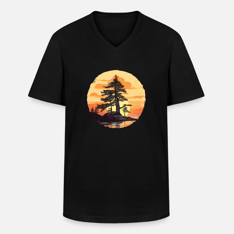 Kiefer - Männer-T-Shirt mit V-Ausschnitt - Schwarz