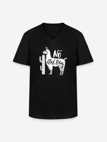 Llama No Prob Llama - Men's V-Neck T-Shirt - black