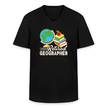 Geographer Retired Geographer - Men's V-Neck T-Shirt - black - Front - AI Model Male 178 dark (178cm)