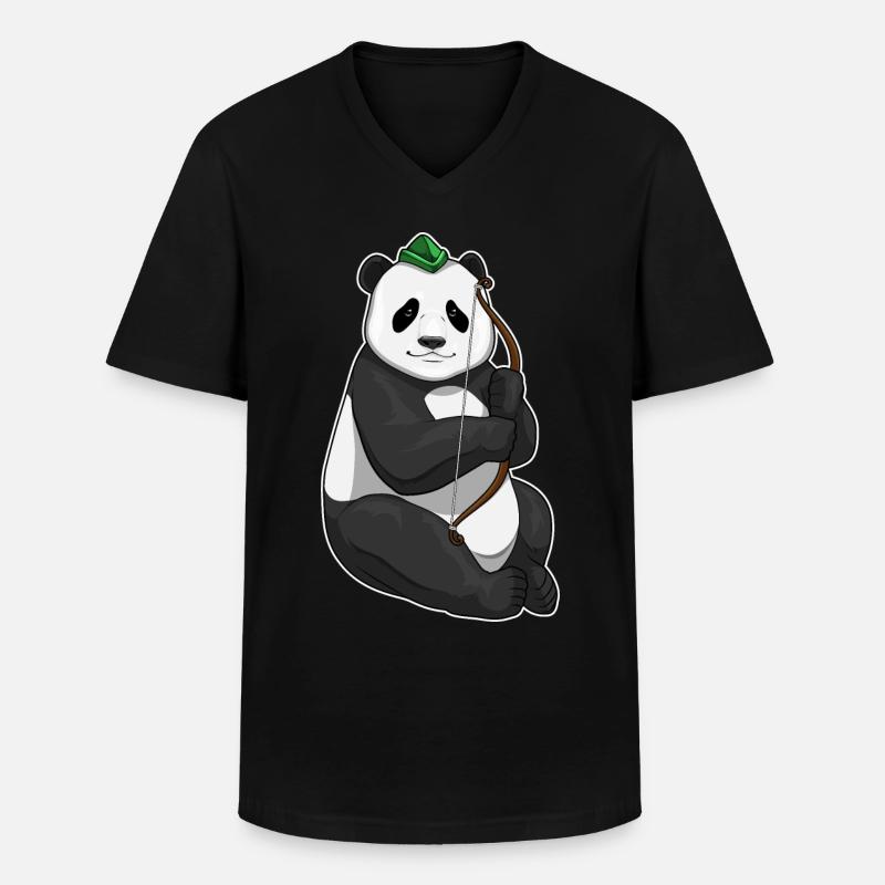 Panda Archer Bow - Men's V-Neck T-Shirt - black