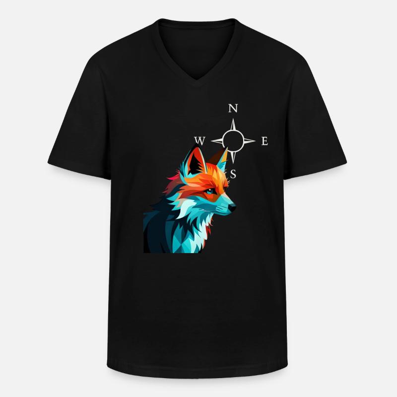 Focused fox | Fuchs - Männer-T-Shirt mit V-Ausschnitt - Schwarz