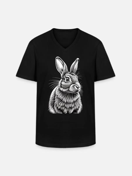 Rabbit Portrait - Men's V-Neck T-Shirt - black