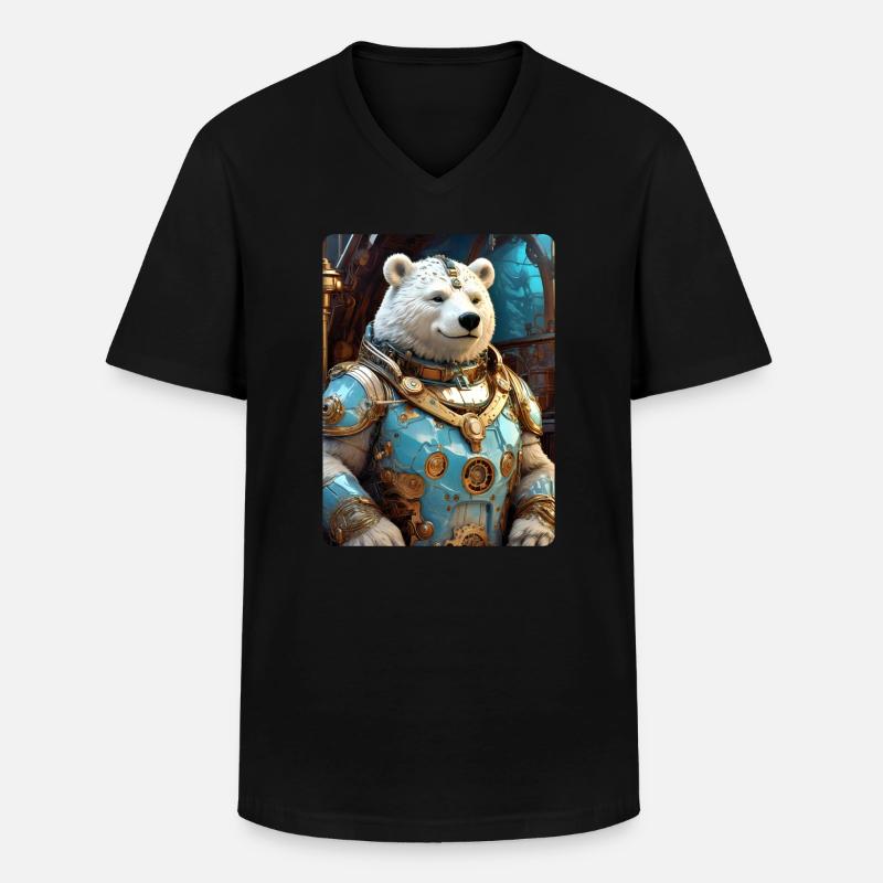 Steampunk Eisbear 1.5 - Männer-T-Shirt mit V-Ausschnitt - Schwarz