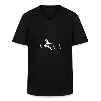 Battement de cœur martial - T-shirt col V Homme - noir - Devant - AI Model Male 178 dark (178cm)
