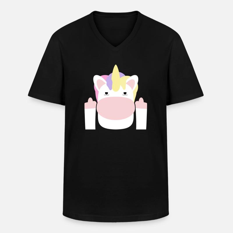 Mittelfinger - Männer-T-Shirt mit V-Ausschnitt - Schwarz