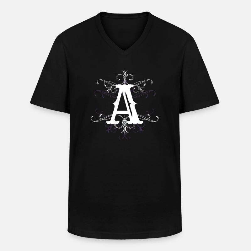 Buchstabe A Buchstabe-A - Männer-T-Shirt mit V-Ausschnitt - Schwarz