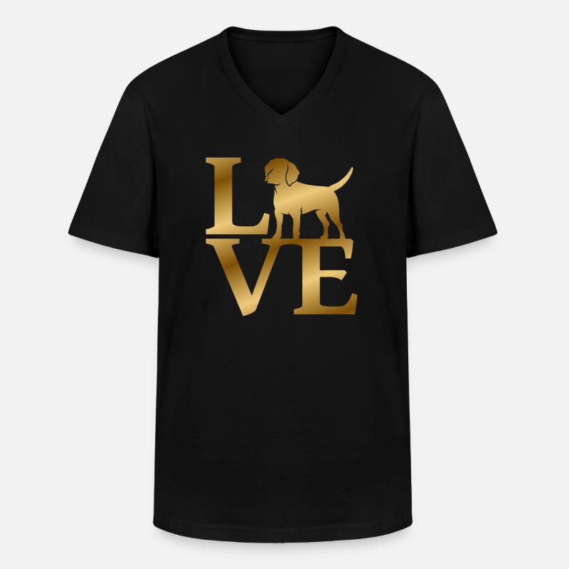 Love Beagle - Männer-T-Shirt mit V-Ausschnitt - Schwarz