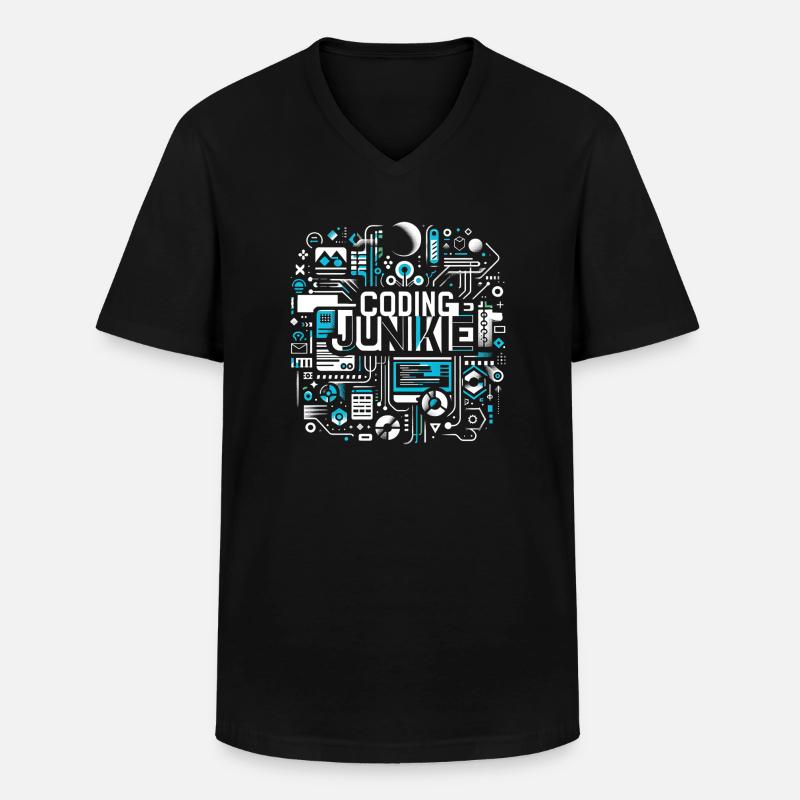 Coding Junkie 16 - Männer-T-Shirt mit V-Ausschnitt - Schwarz