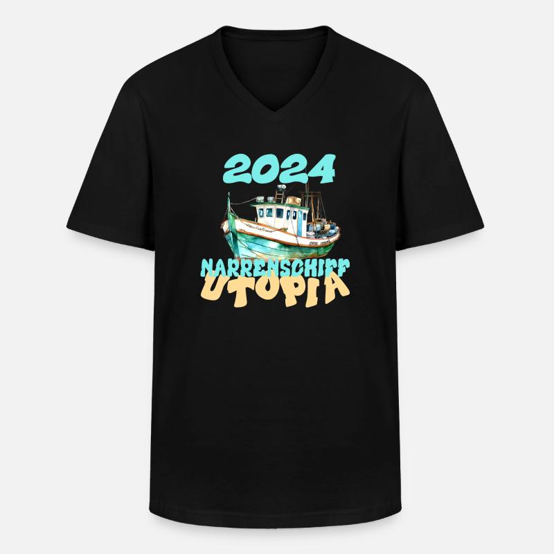 Narrenschiff Utopia, 2024 - Männer-T-Shirt mit V-Ausschnitt - Schwarz