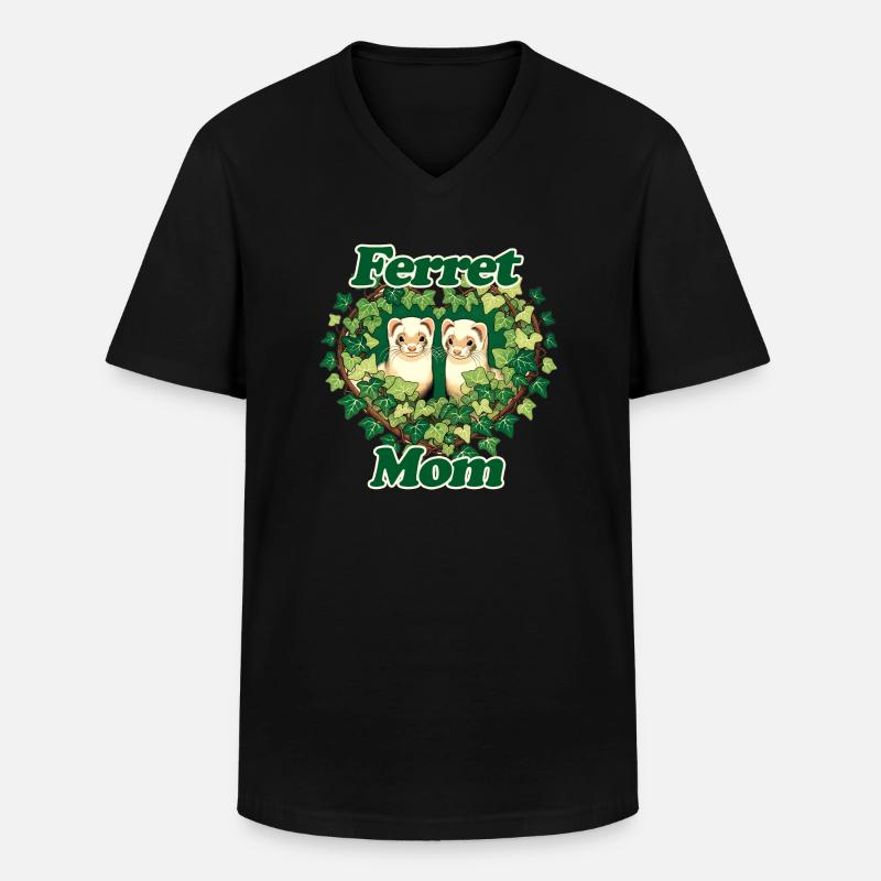 Frettchen Mama - Männer-T-Shirt mit V-Ausschnitt - Schwarz