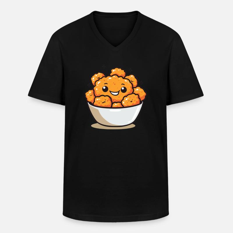 Süße Hähnchenstücke Comic - Männer-T-Shirt mit V-Ausschnitt - Schwarz