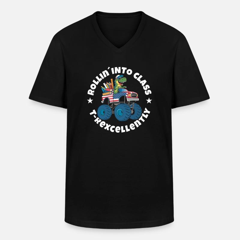 Trex Einschulung - Männer-T-Shirt mit V-Ausschnitt - Schwarz