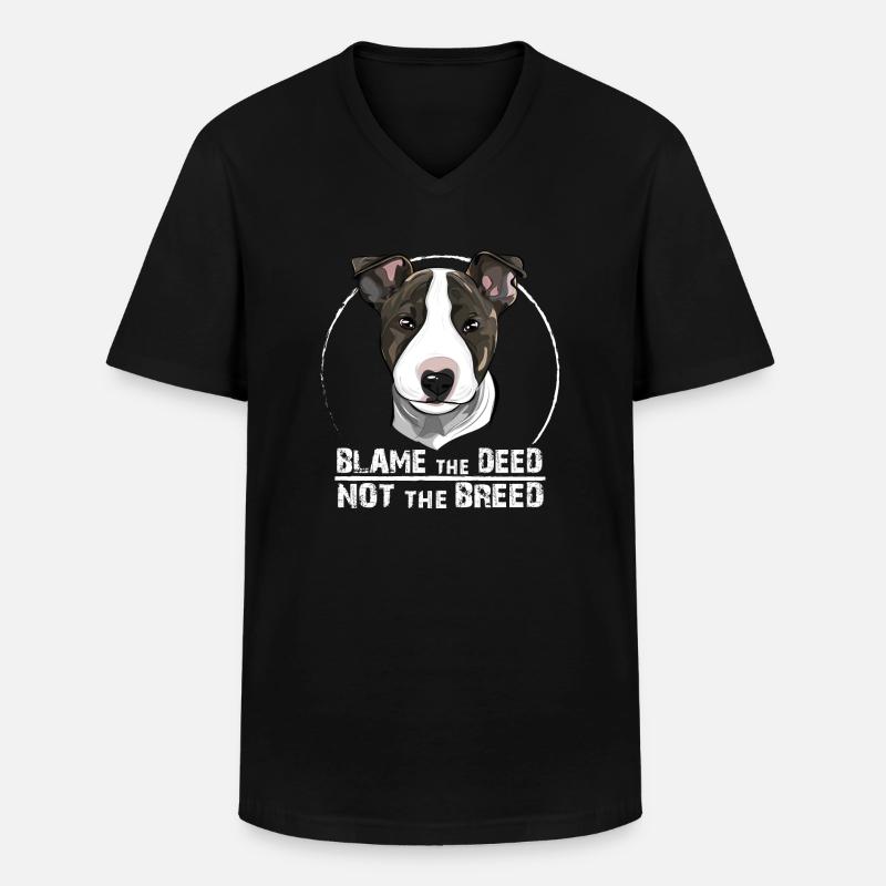 BULLTERRIER blame the deed - Men's V-Neck T-Shirt - black