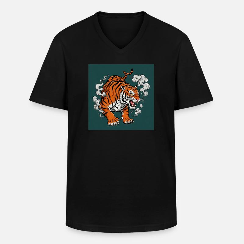 Gefährlicher Tiger - Comic Vibes - Männer-T-Shirt mit V-Ausschnitt - Schwarz