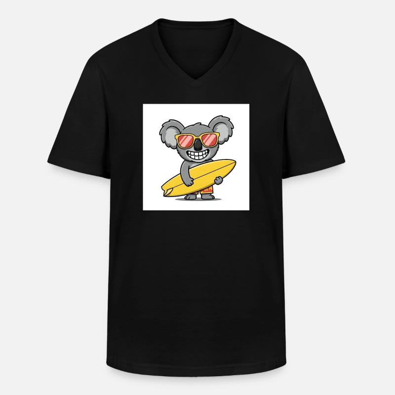 Surfender Koala mit Sonnenbrille - Männer-T-Shirt mit V-Ausschnitt - Schwarz
