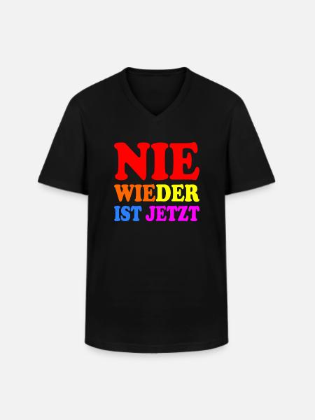 Never again is now - Men's V-Neck T-Shirt - black