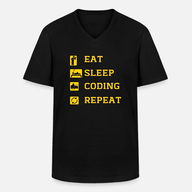Eat Coding Repeat - Men's V-Neck T-Shirt - black