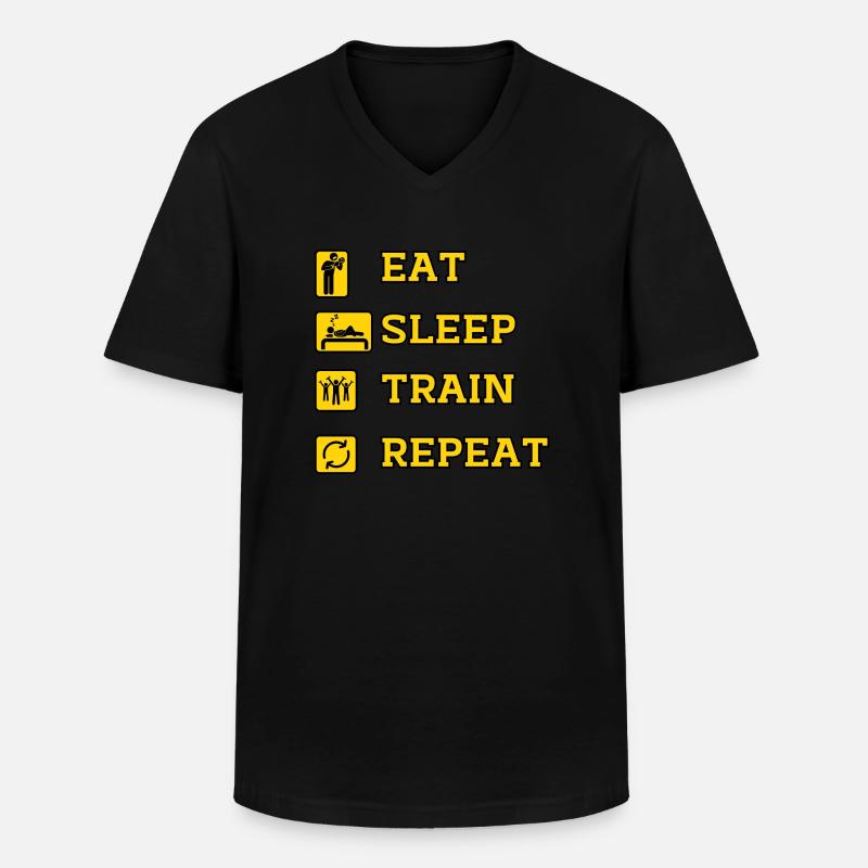 Eat Train Repeat - Männer-T-Shirt mit V-Ausschnitt - Schwarz