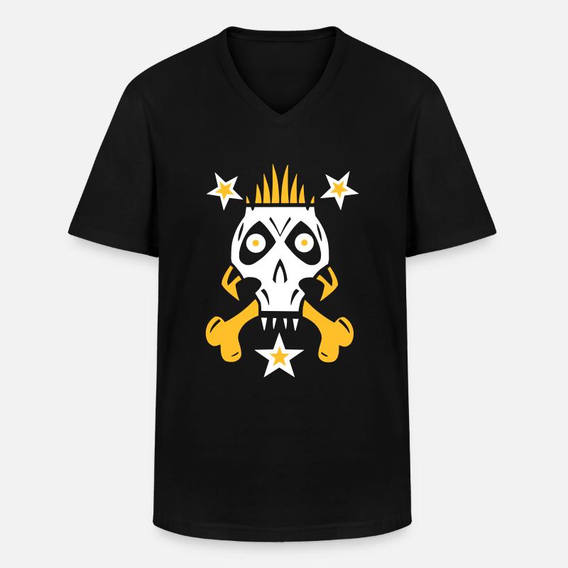 Totenkopf Comic Style Schädel - Männer-T-Shirt mit V-Ausschnitt - Schwarz