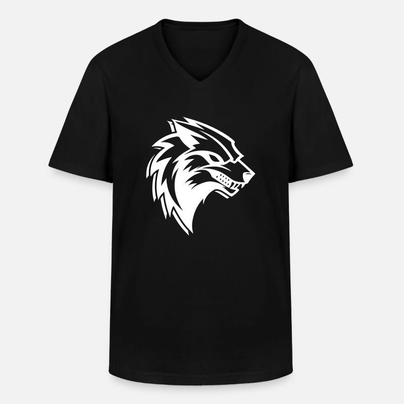 Wolf Logo - Männer-T-Shirt mit V-Ausschnitt - Schwarz