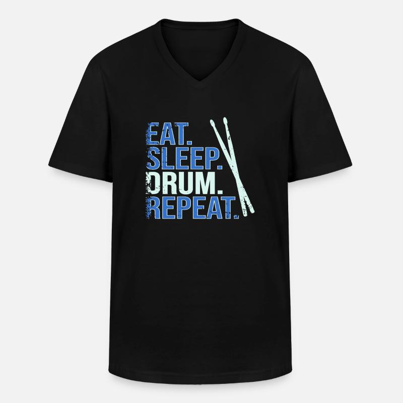 Eat. Sleep. Drum. Repeat. - Männer-T-Shirt mit V-Ausschnitt - Schwarz