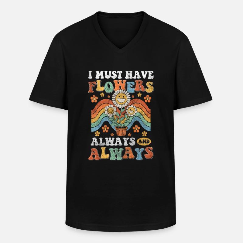Blume Bunt Hochzeit - Männer-T-Shirt mit V-Ausschnitt - Schwarz