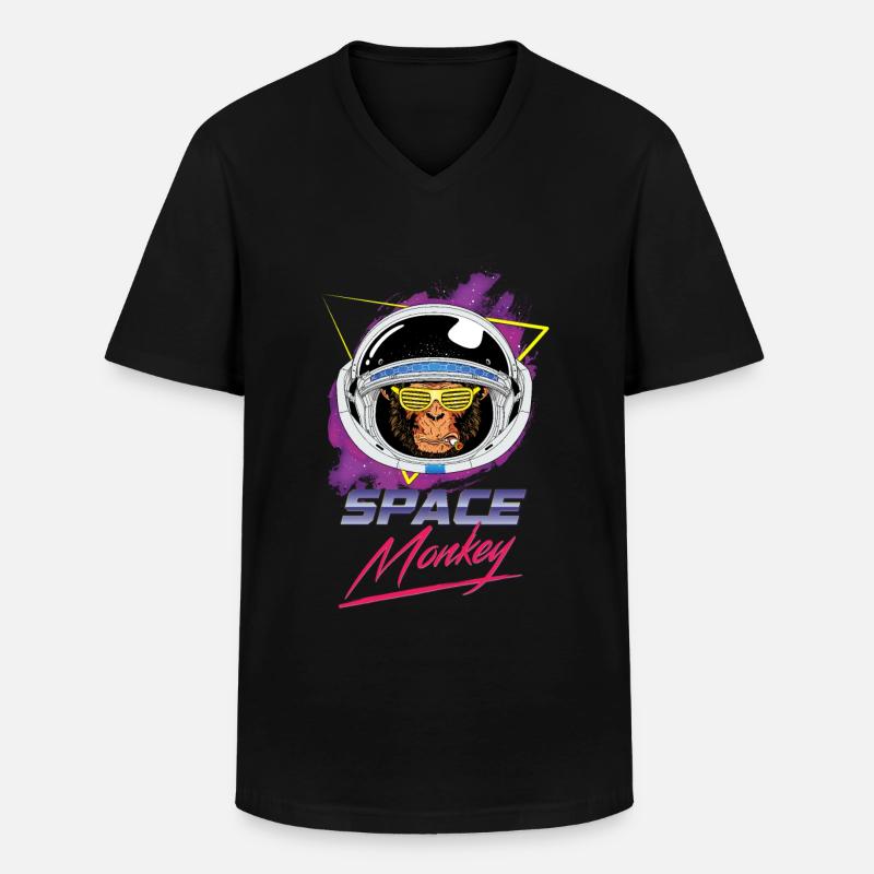 Weltraumaffe - Männer-T-Shirt mit V-Ausschnitt - Schwarz