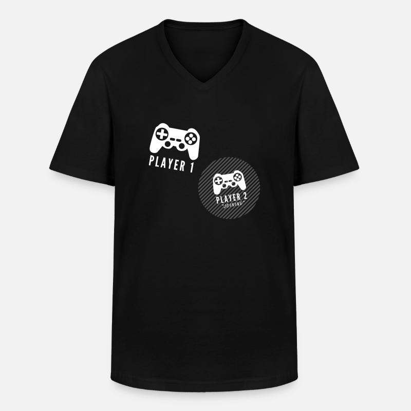 Player 2 joining - Männer-T-Shirt mit V-Ausschnitt - Schwarz