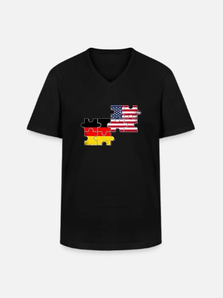 Germany USA Flag American German - Men's V-Neck T-Shirt - black