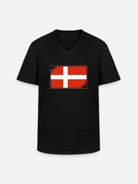 Danmarks flag Skandinavien Danske Flag Rejser - Klassisk herre T-shirt med V-udskæring - sort