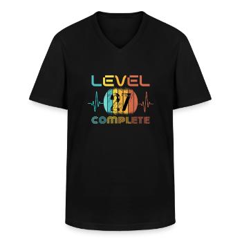 27 ans - 27e anniversaire Niveau 27 Design complet - T-shirt col V Homme - noir - Devant - AI Model Male 178 dark (178cm)