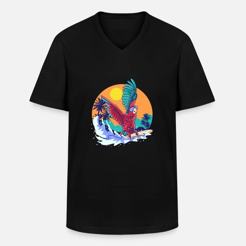 Papagei Sommer - Männer-T-Shirt mit V-Ausschnitt - Schwarz