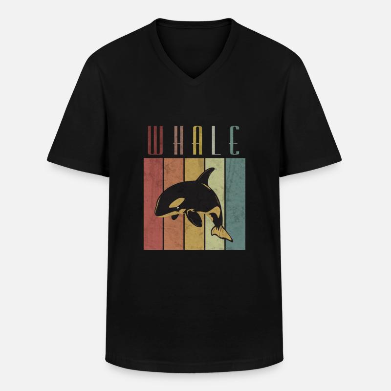 Wal - Männer-T-Shirt mit V-Ausschnitt - Schwarz