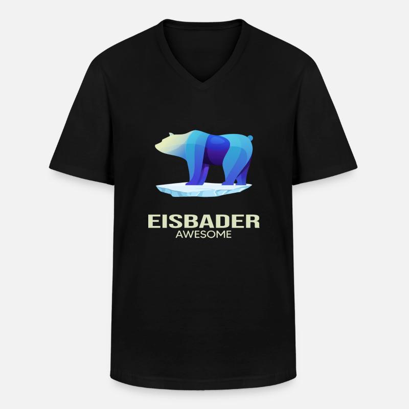 Eisbader Winter swimming "Eisbär-Eisbader" - Men's V-Neck T-Shirt - black