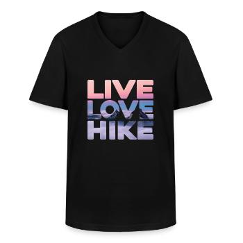Wandern servus alpin Bergwandern LIVE LOVE HIKE - Männer-T-Shirt mit V-Ausschnitt - Schwarz - Vorne - AI Model Male 178 dark (178cm)