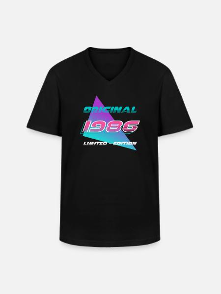 Édition limitée fête d’anniversaire Vintage 1986 - T-shirt col V Homme - noir