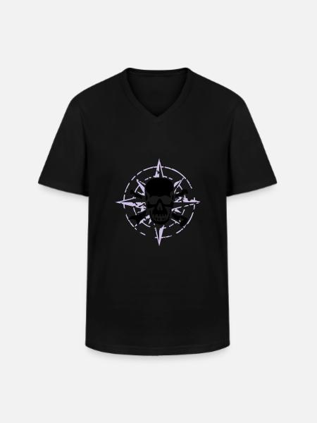 windrose_skull_02_a_2c - T-shirt col V Homme - noir