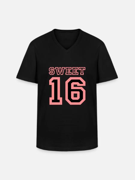SWEET 16 - Männer-T-Shirt mit V-Ausschnitt - Schwarz