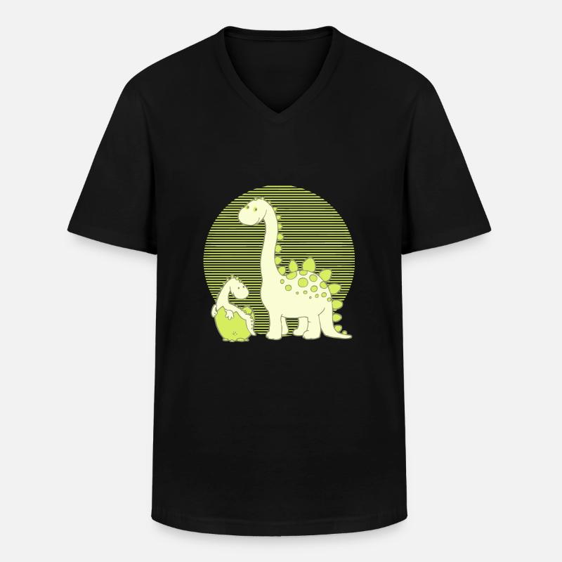 Dinosaur Mom with Hatching Egg - Männer-T-Shirt mit V-Ausschnitt - Schwarz