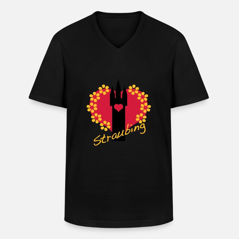 i love straubing - Männer-T-Shirt mit V-Ausschnitt - Schwarz
