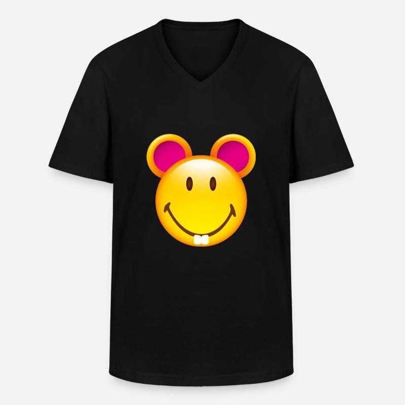 Smiley Mouse - Klassisk herre T-shirt med V-udskæring - sort