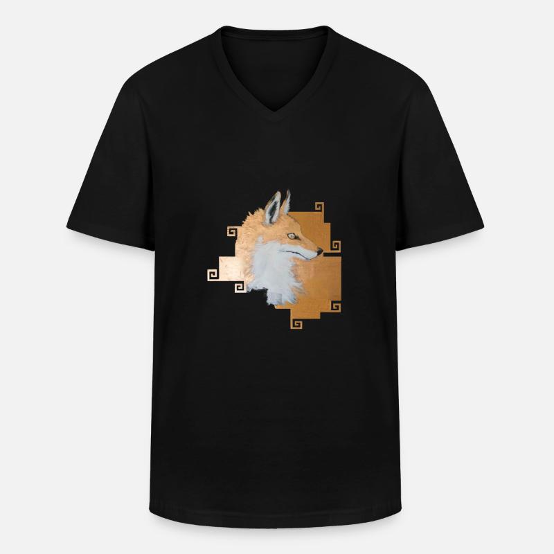 Fuchs Fox Fuchsornament Geschenk - Männer-T-Shirt mit V-Ausschnitt - Schwarz